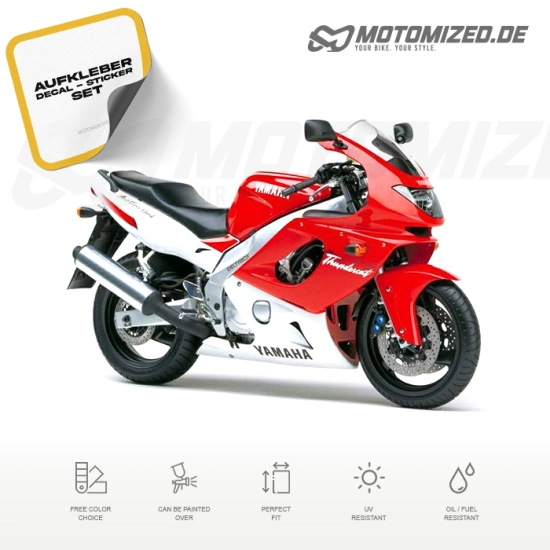 Yamaha YZF-600R 1996 with Red/White Motorcycle Decals