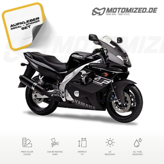 Yamaha YZF-600R 1999 in schwarz mit Aufkleber-Dekor