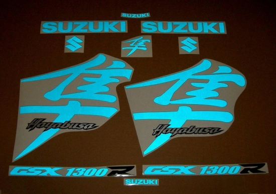 Suzuki Hayabusa 1999-2007 with Reflective Blue Motorcycle Decals
