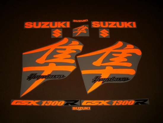 Suzuki Hayabusa 1999-2007 with Reflective Orange Motorcycle Decals