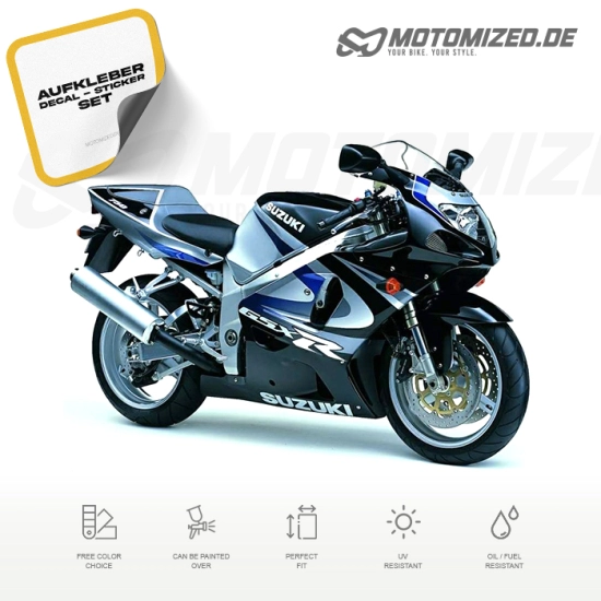 Suzuki GSX-R 750 2000 with Black/Silver Motorcycle Decals