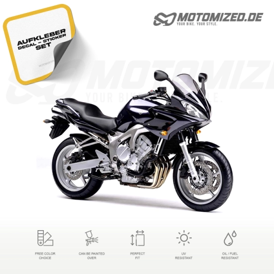 Yamaha FZ6 Fazer 2004 in schwarz mit Aufkleber-Dekor