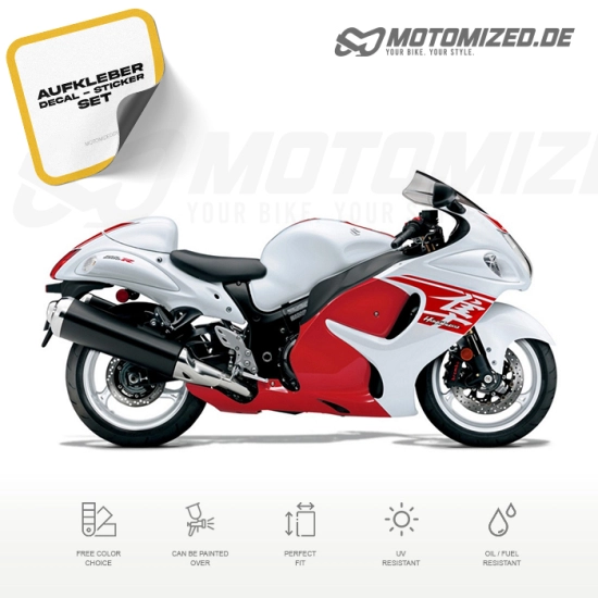 Suzuki Hayabusa 2018 with White/Red Motorcycle Decals