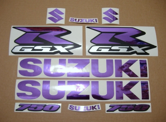 Suzuki GSX-R 750 Universal with Chrome Purple Motorcycle Decals