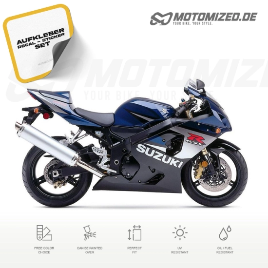 Suzuki GSX-R 750 2005 with Darkblue/Black Motorcycle Decals