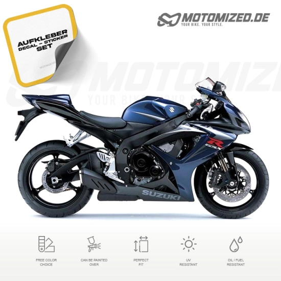 Suzuki GSX-R 750 2007 with Darkblue/Black Motorcycle Decals