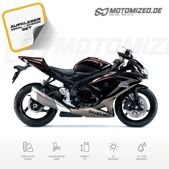 Suzuki GSX-R 750 2010 with Brown Motorcycle Decals