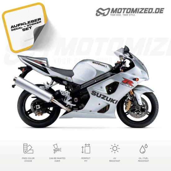Suzuki GSX-R 1000 2003 with Silver Motorcycle Decals