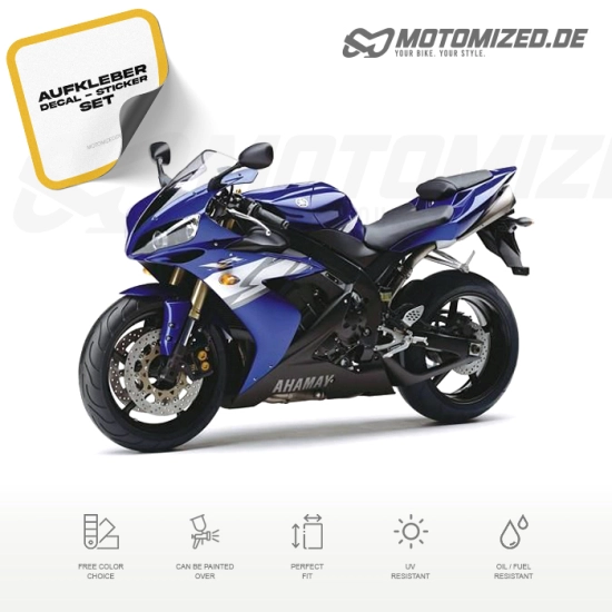 Yamaha YZF-R1 2004 with Blue Motorcycle Decals