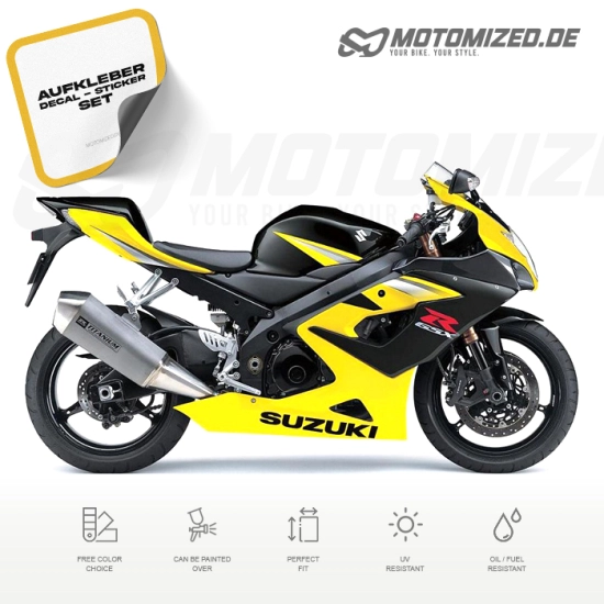 Suzuki GSX-R 1000 2005 with Yellow/Black Motorcycle Decals