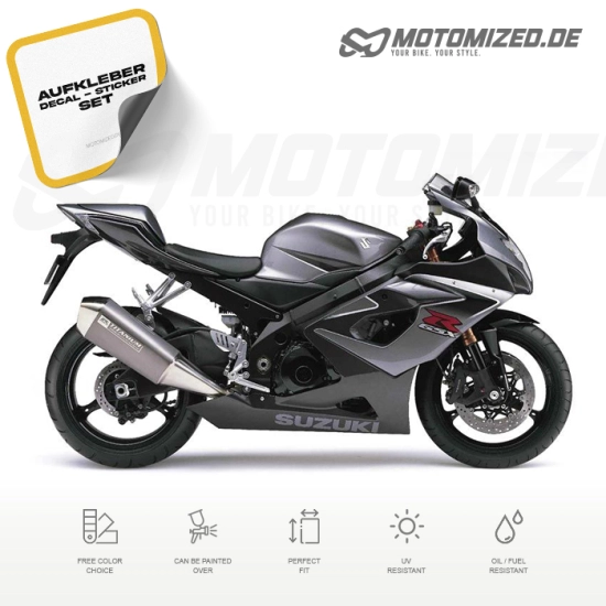 Suzuki GSX-R 1000 2006 with Black/Grey Motorcycle Decals