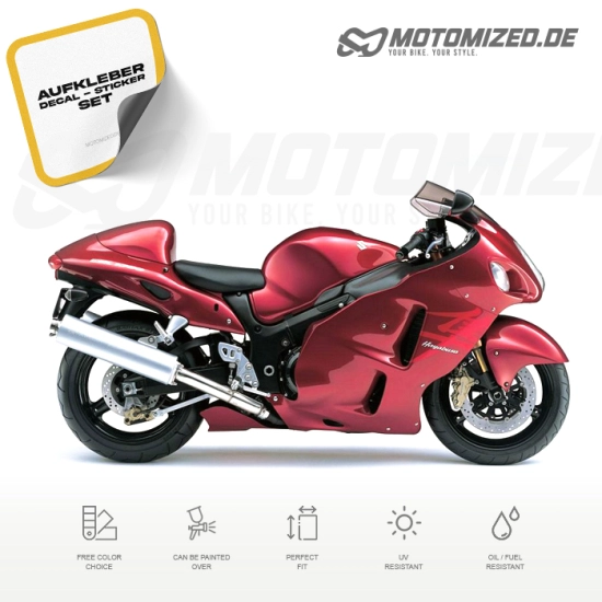 Suzuki Hayabusa 2007 with Red Motorcycle Decals