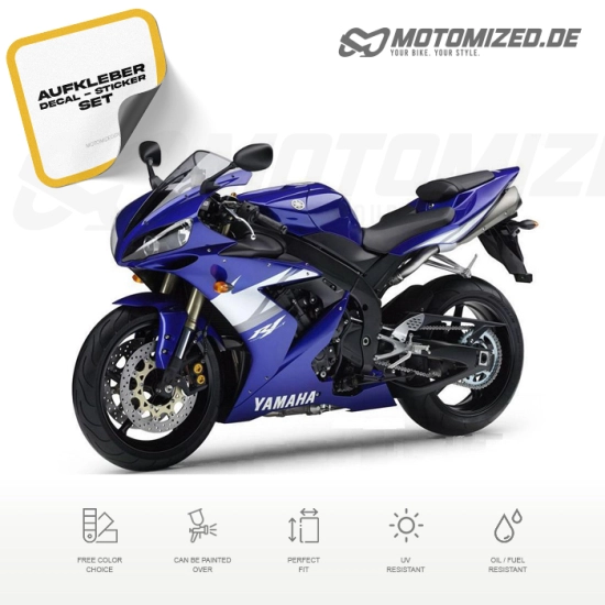 Yamaha YZF-R1 2005 with Blue Motorcycle Decals