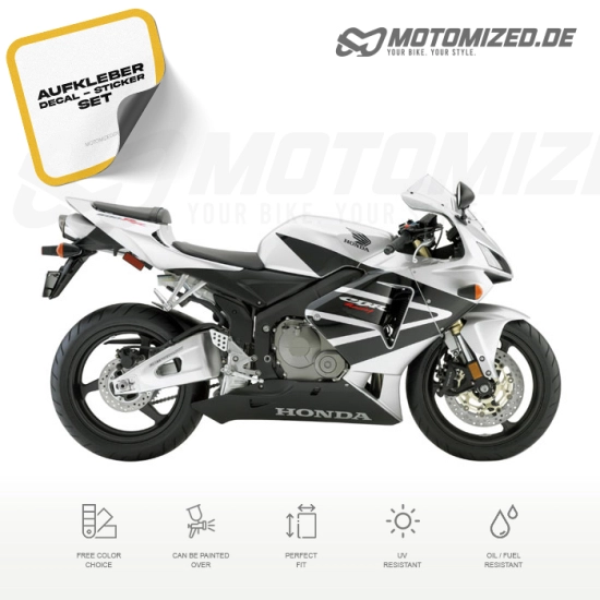 Honda CBR 600RR 2005 in silber mit Aufkleber-Dekor