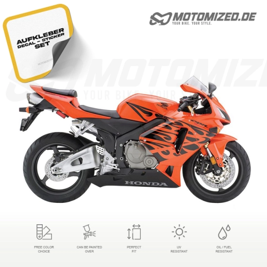 Honda CBR 600RR 2005 in Tribal Orange mit Aufkleber-Dekor