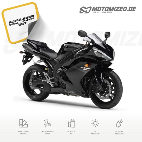 Yamaha YZF-R1 2007 with Black EU Motorcycle Decals