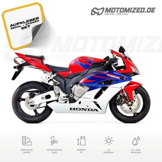 Honda CBR 1000RR 2005 with Red/Blue/Silver EU Motorcycle Decals