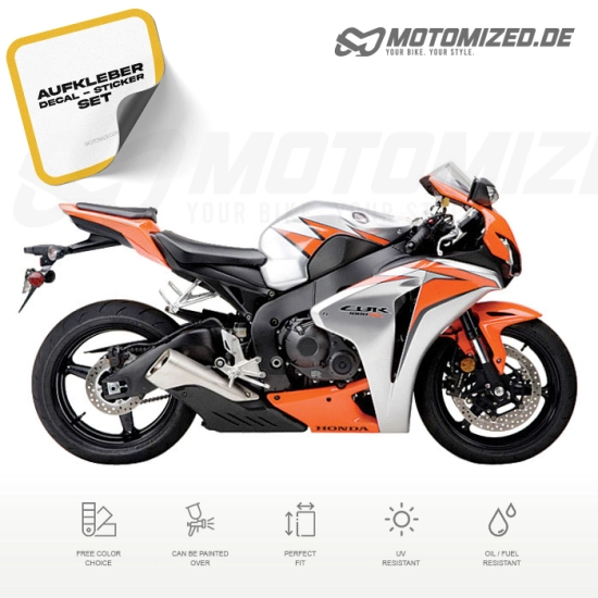 Honda CBR 1000RR 2010 in orange/silber mit Aufkleber-Dekor