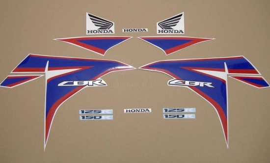Honda CBR 150R 2012 with White/Blue Vinyl-Sticker