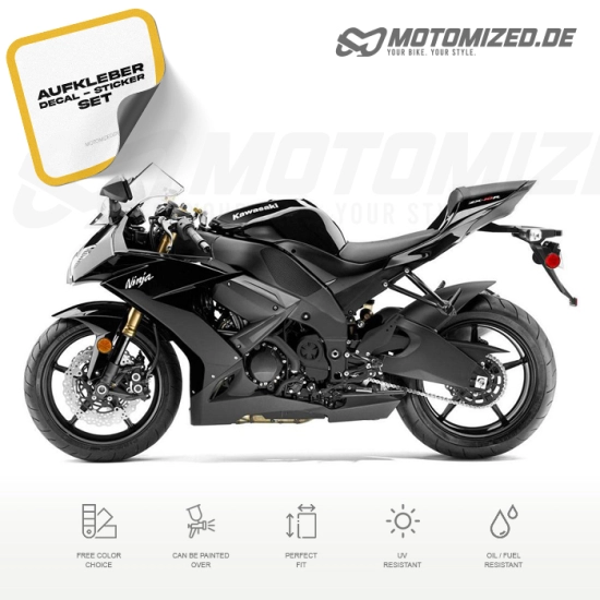Kawasaki ZX-10R 2008 in schwarz mit Aufkleber-Dekor