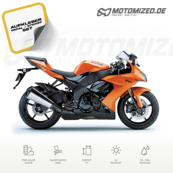 Kawasaki ZX-10R 2008 in orange mit Aufkleber-Dekor