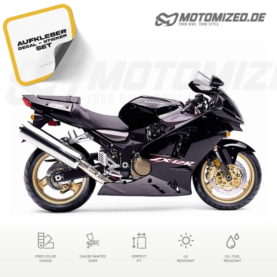 Kawasaki ZX-12R 2003 in schwarz mit Aufkleber-Dekor
