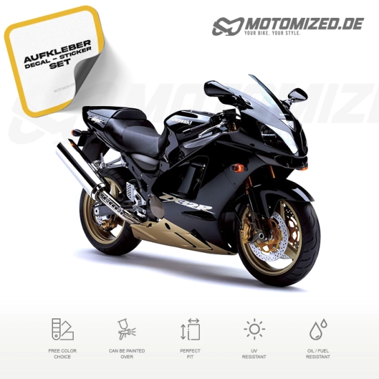Kawasaki ZX-12R 2005 in schwarz mit Aufkleber-Dekor