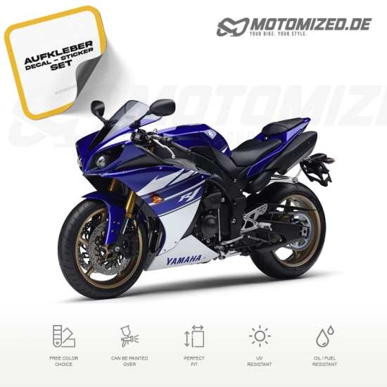 Yamaha YZF-R1 2010 with Blue Motorcycle Decals