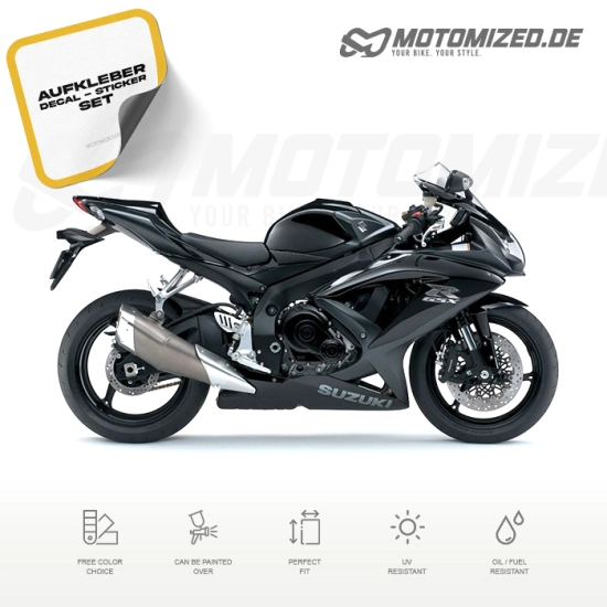 Suzuki GSX-R 750 2008 with Black Motorcycle Decals