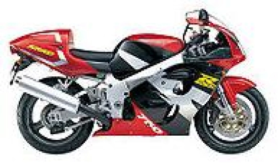 Suzuki GSX-R 750 1997 in rot/schwarz/silber mit Aufkleber-Dekor