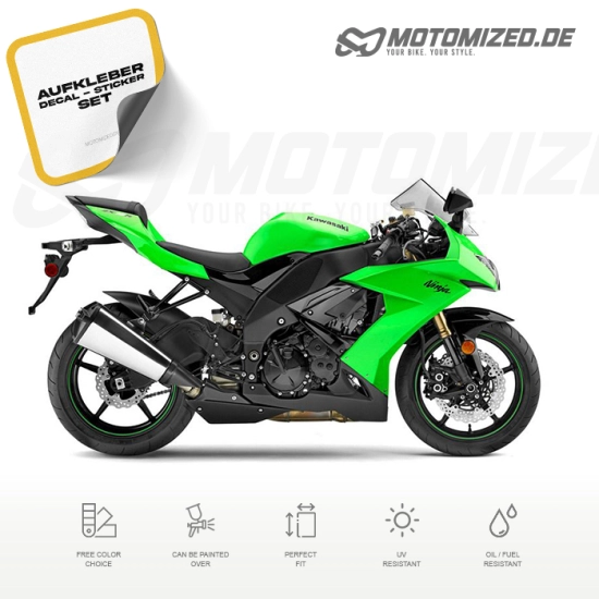 Kawasaki ZX-10R 2008 with Green Motorcycle Decals