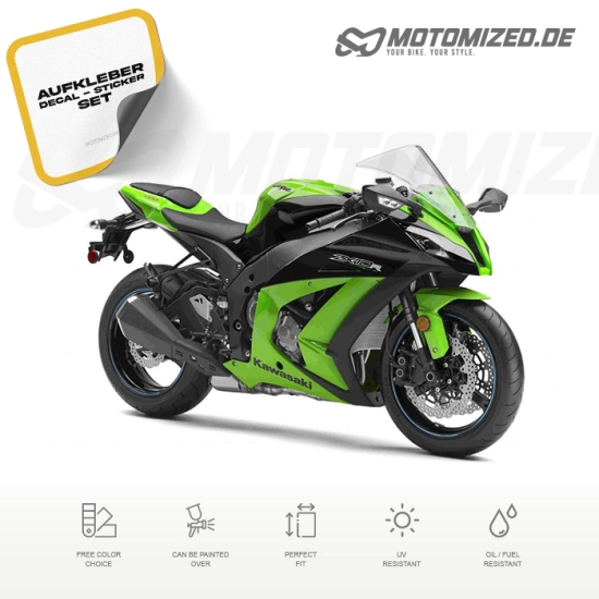 Kawasaki ZX-10R 2012 in grün mit Aufkleber-Dekor