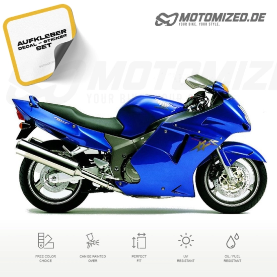 Honda CBR 1100XX 2000 in blau mit Aufkleber-Dekor