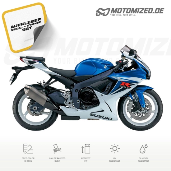 Suzuki GSX-R 600 2012 in weiß/blau mit Aufkleber-Dekor