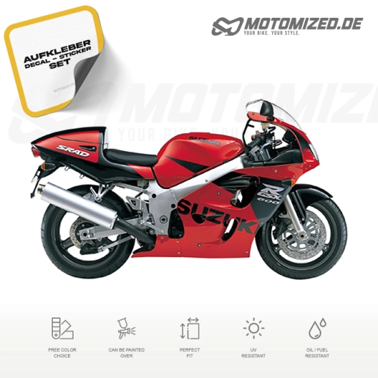 Suzuki GSX-R 600 1998 in rot/schwarz mit Aufkleber-Dekor