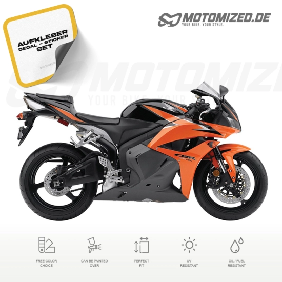 Honda CBR 600RR 2010 with Orange/Black Motorcycle Decals