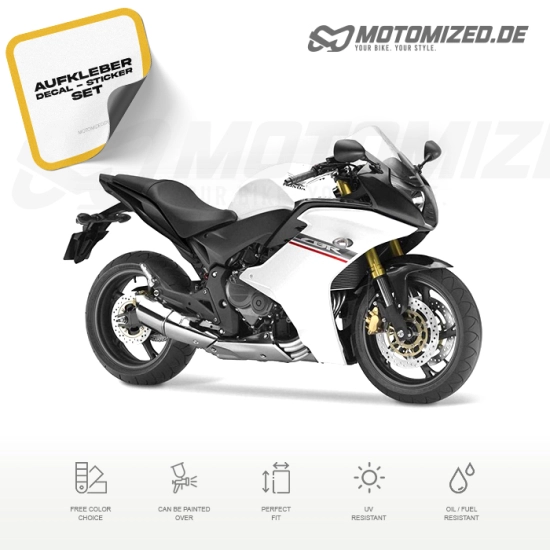 Honda CBR 600 F 2012 in weiß/schwarz mit Aufkleber-Dekor