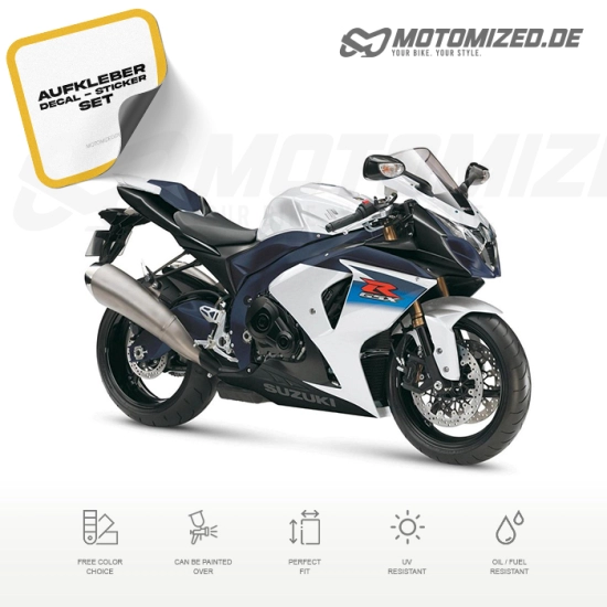 Suzuki GSX-R 1000 2010 with White/Black Motorcycle Decals