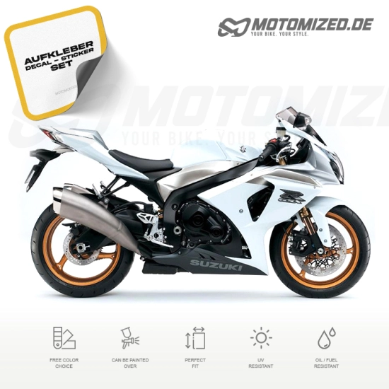 Suzuki GSX-R 1000 2009 with White Motorcycle Decals