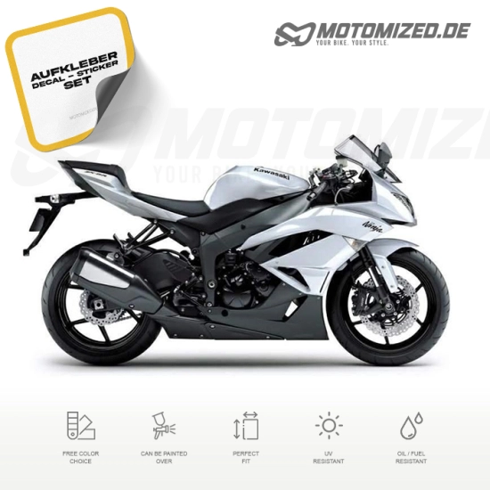 Kawasaki ZX-6R 2011 in weiß mit Aufkleber-Dekor