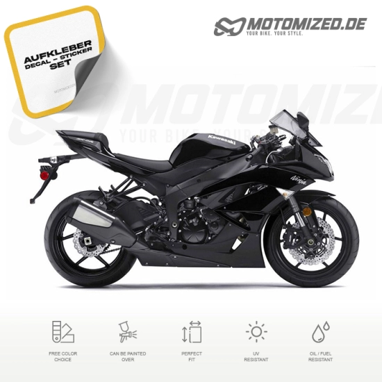 Kawasaki ZX-6R 2010 in schwarz mit Aufkleber-Dekor