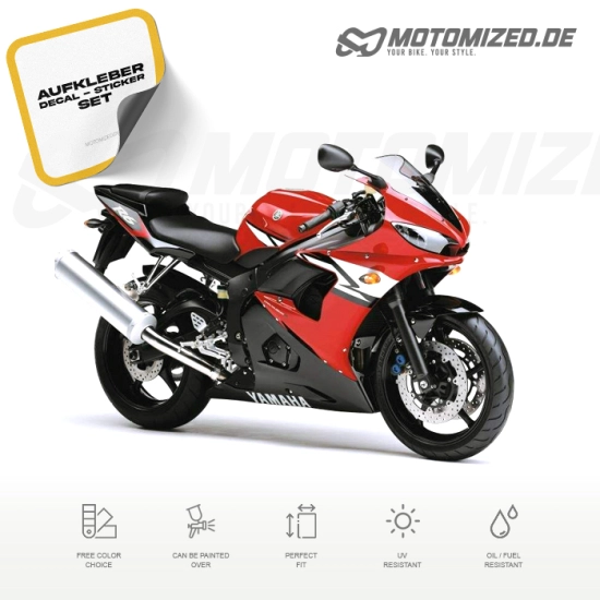 Yamaha YZF-R6 2004 with Red Motorcycle Decals