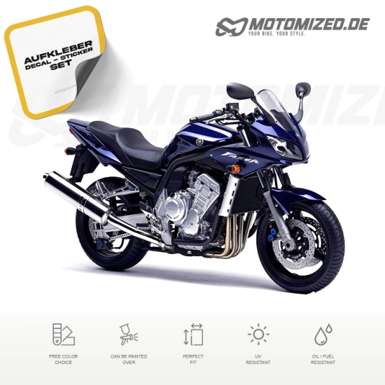 Yamaha FZS1000 Fazer 2003 with Darkblue Motorcycle Decals