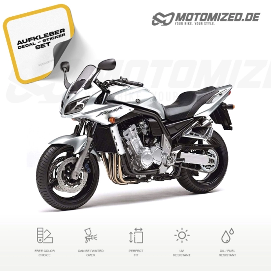 Yamaha FZS1000 Fazer 2004 with Silver Motorcycle Decals