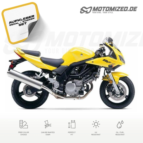Suzuki SV 650S 2005 in gelb mit Aufkleber-Dekor