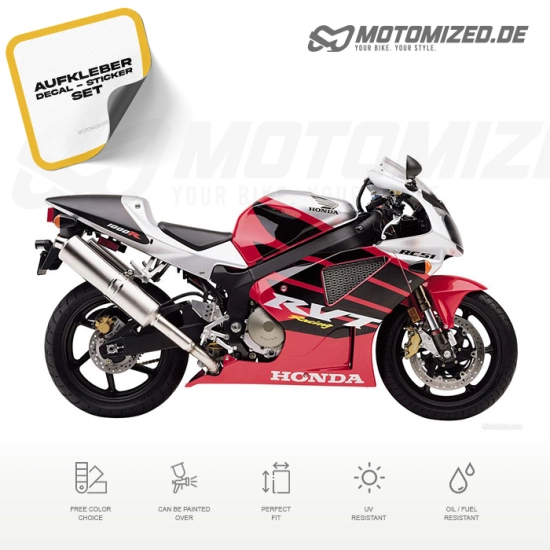 Honda RVT 1000R 2001 with Red/Silver Motorcycle Decals