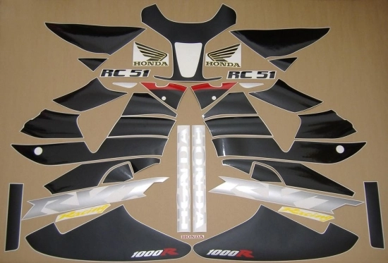 Restoration Sticker for Honda RVT 1000R 2001 in Red/Silver