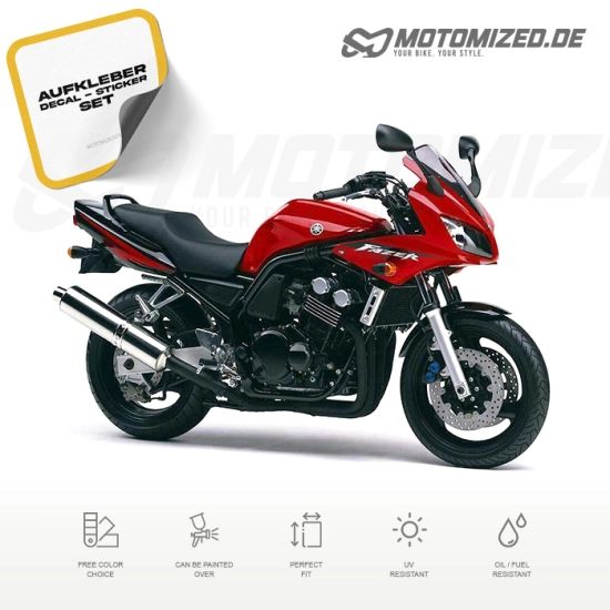 Yamaha FZS600 Fazer 2003 in rot mit Aufkleber-Dekor
