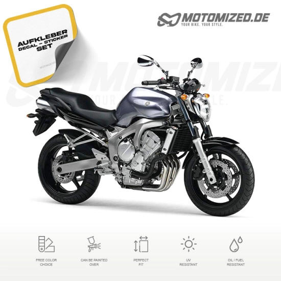 Yamaha FZ6 S2 2007 with Titaniumgrey Motorcycle Decals