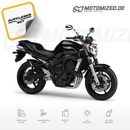 Yamaha FZ6 S2 2008 with Black Motorcycle Decals